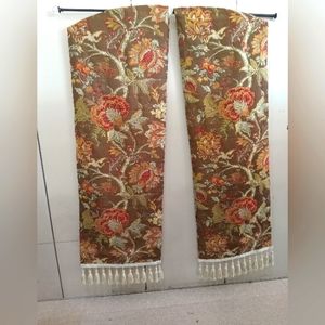 Unique French Art Curtains Oval/ Arch Cut, Tassels, Drawstring Attached to wood